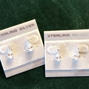 2 Pairs of Sterling silver CZ earrings NEW